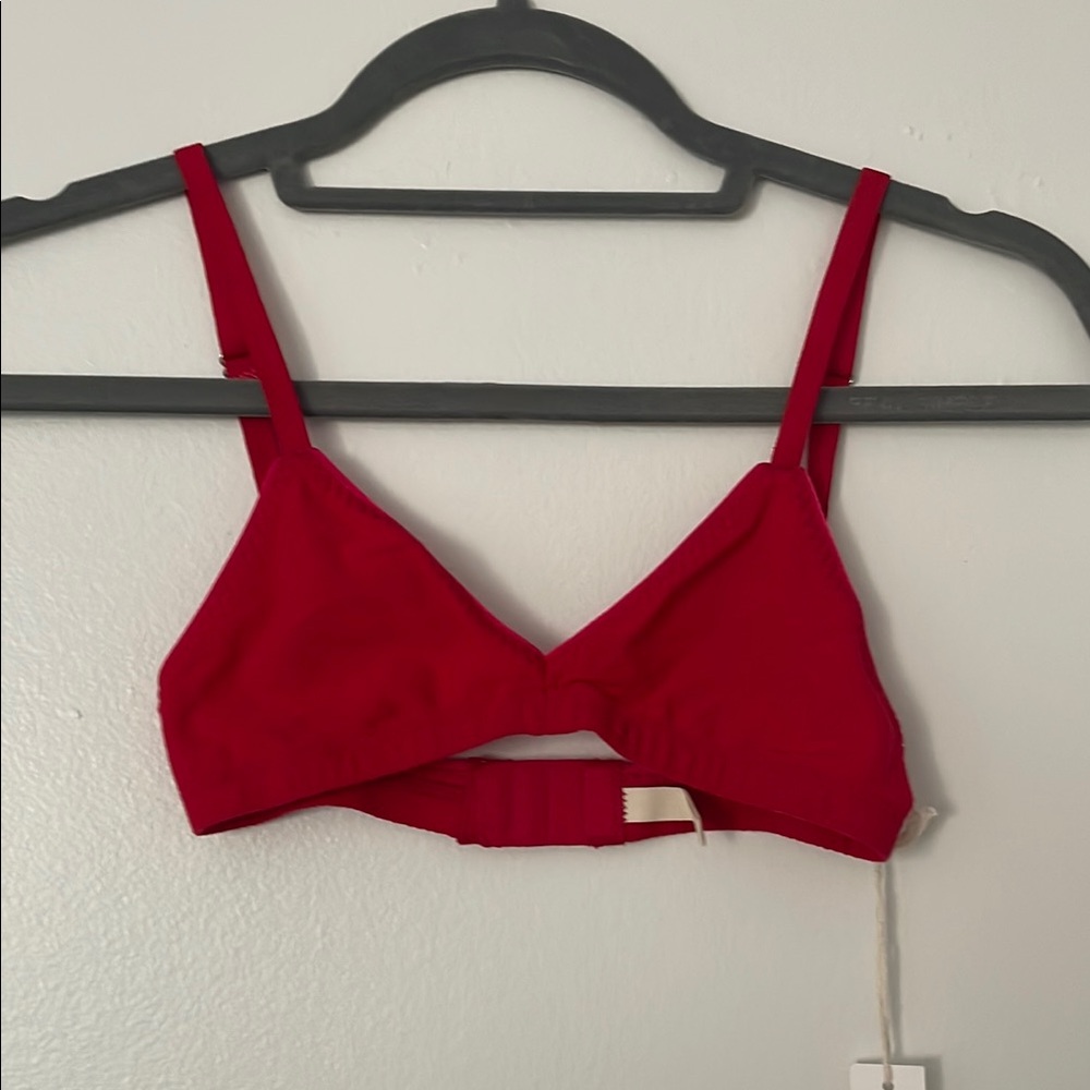 ARQ Red Cotton Triangle Bralette XS